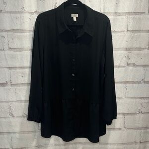 LOGO by Lori Goldstein Black Button-Down Shirt